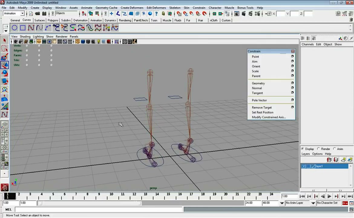 MESISE STUDIO สอนการเซ็ทกระดูกคน MAYA 4/4 - ภาพประกอบช่วงลงมือทำขั้นตอนหลักของบทเรียน เพื่อให้เห็นเครื่องมือและตำแหน่งที่ใช้งาน
