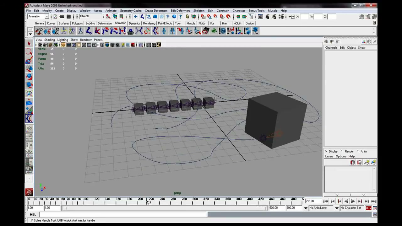 MESISE STUDIO วัตถุวิ่งตามเส้นใน MAYA - ภาพช่วงตรวจผลลัพธ์หรือเตรียมนำงานไปใช้งานต่อหลังทำตามขั้นตอนเสร็จ