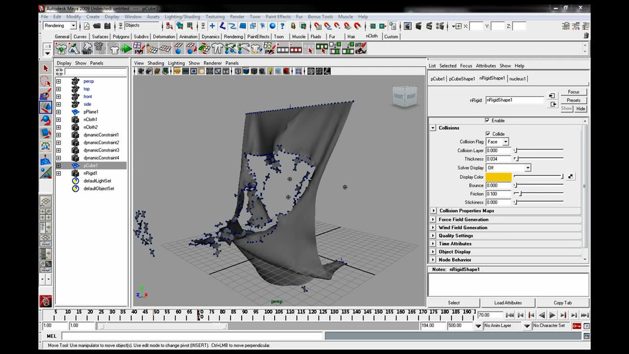 MESISE STUDIO ทำผ้าขาดโดยวัตถุ MAYA - ภาพช่วงตรวจผลลัพธ์หรือเตรียมนำงานไปใช้งานต่อหลังทำตามขั้นตอนเสร็จ
