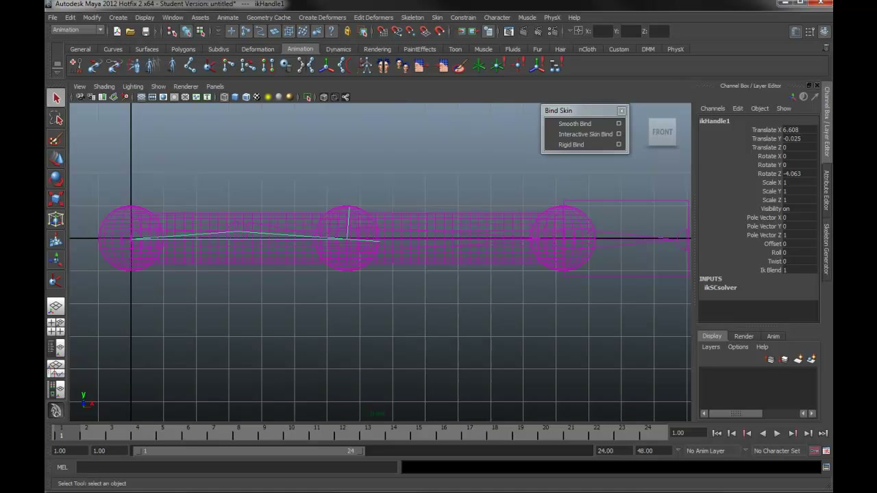 MESISE STUDIO - BIND SKIN SMOOTH and RIGID - ภาพประกอบช่วงลงมือทำขั้นตอนหลักของบทเรียน เพื่อให้เห็นเครื่องมือและตำแหน่งที่ใช้งาน