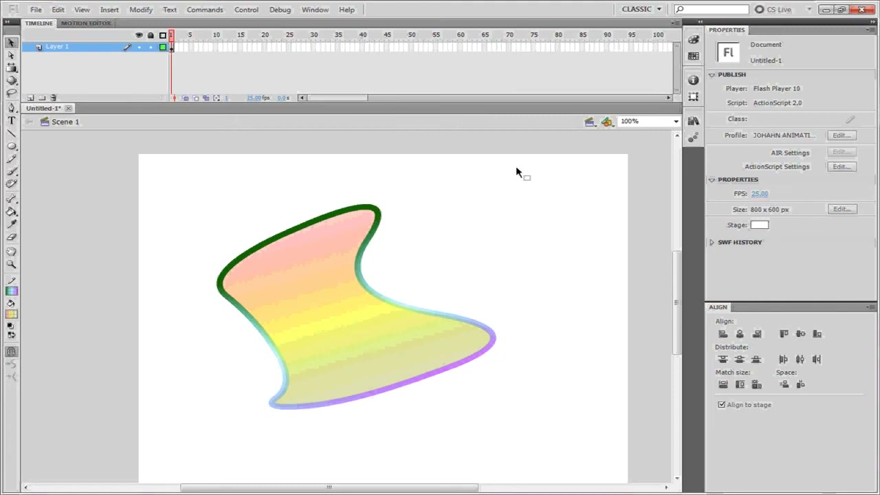 MESISE STUDIO - FLASH 2D BASIC 2 - 1/2 - ภาพช่วงตรวจผลลัพธ์หรือเตรียมนำงานไปใช้งานต่อหลังทำตามขั้นตอนเสร็จ