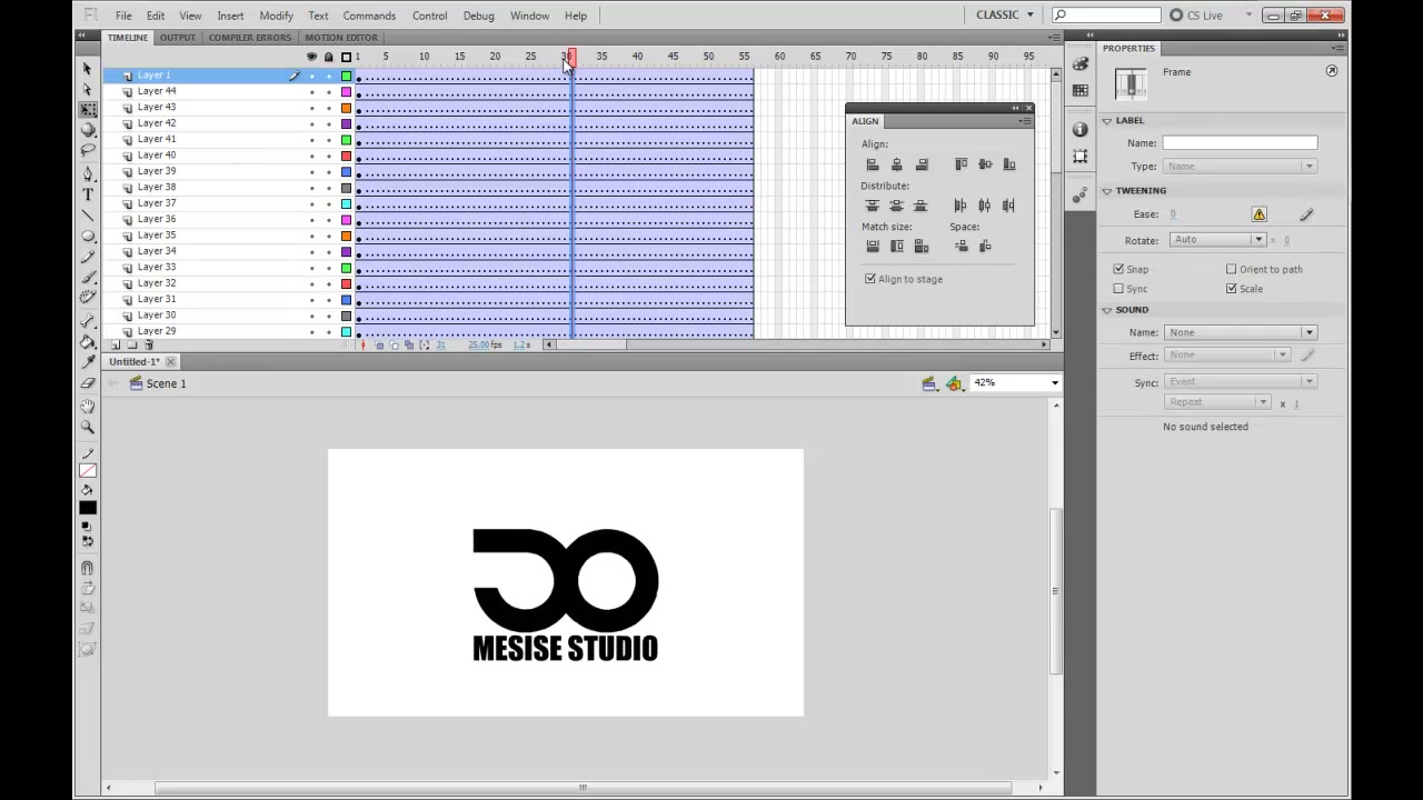 MESISE STUDIO - FLASH BASIC INTRO 2 - ตัวอย่างหน้าจอระหว่างเตรียมงานหรือเลือกส่วนที่ต้องปรับแต่งในวิดีโอ