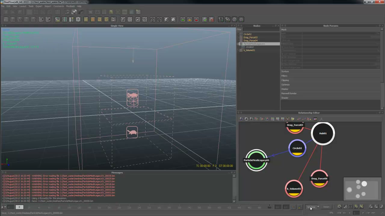 สอน Realflow Drag Force พื้นฐาน - ภาพประกอบช่วงลงมือทำขั้นตอนหลักของบทเรียน เพื่อให้เห็นเครื่องมือและตำแหน่งที่ใช้งาน