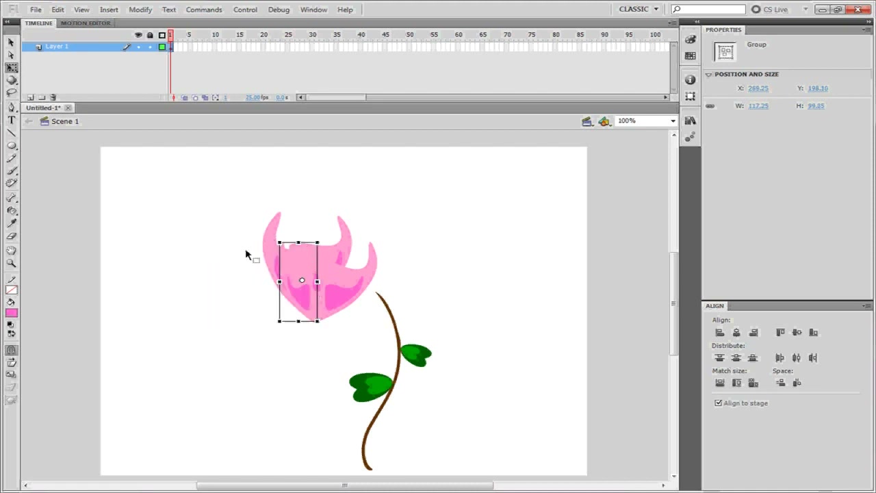 MESISE STUDIO - FLASH 2D BASIC 2 - 2/2 - ภาพช่วงตรวจผลลัพธ์หรือเตรียมนำงานไปใช้งานต่อหลังทำตามขั้นตอนเสร็จ