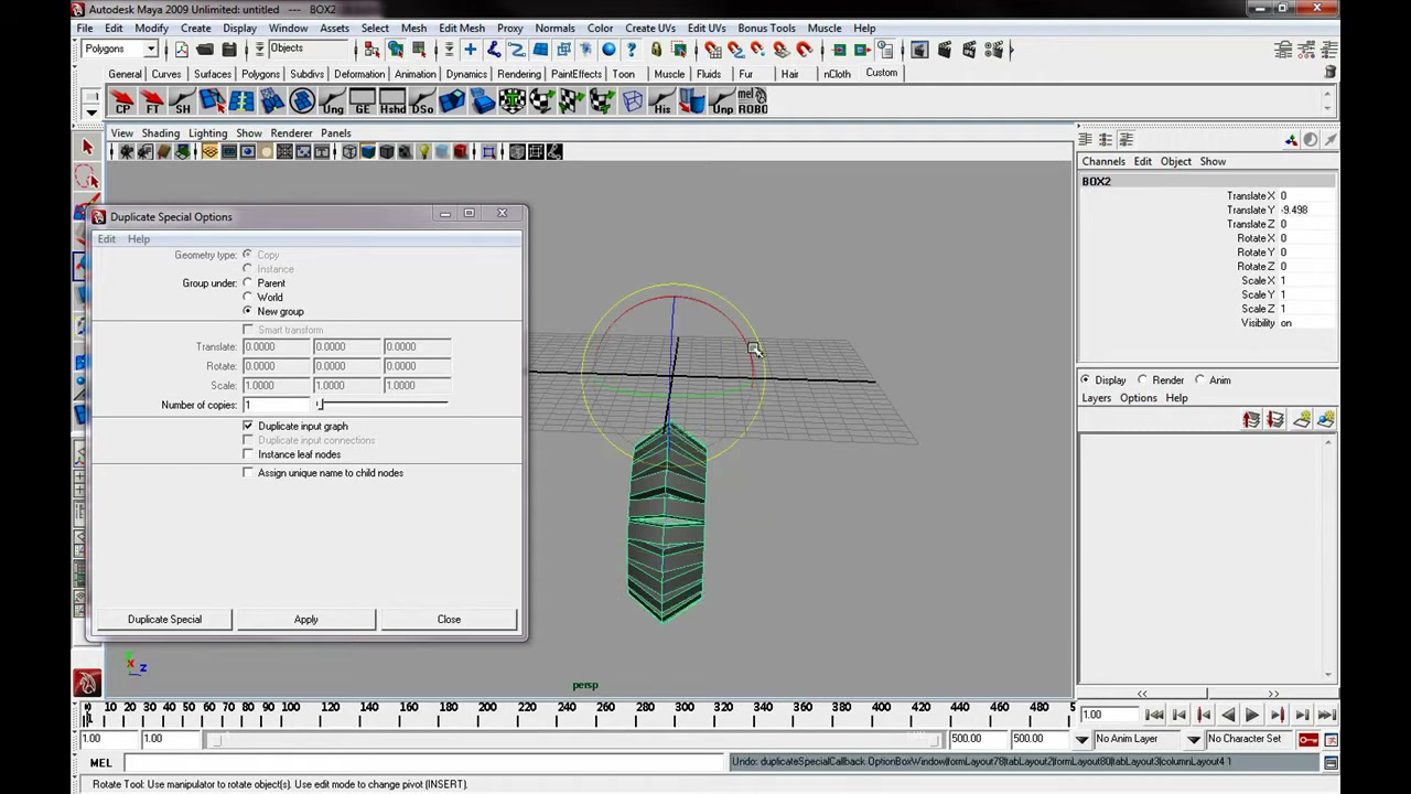 MESISE STUDIO - dulipcate special MAYA - ภาพประกอบช่วงลงมือทำขั้นตอนหลักของบทเรียน เพื่อให้เห็นเครื่องมือและตำแหน่งที่ใช้งาน