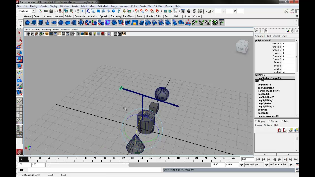 MESISE STUDIO MAYA BASIC / สอนมายา Parent และ Limit 2/4 - ภาพช่วงตรวจผลลัพธ์หรือเตรียมนำงานไปใช้งานต่อหลังทำตามขั้นตอนเสร็จ