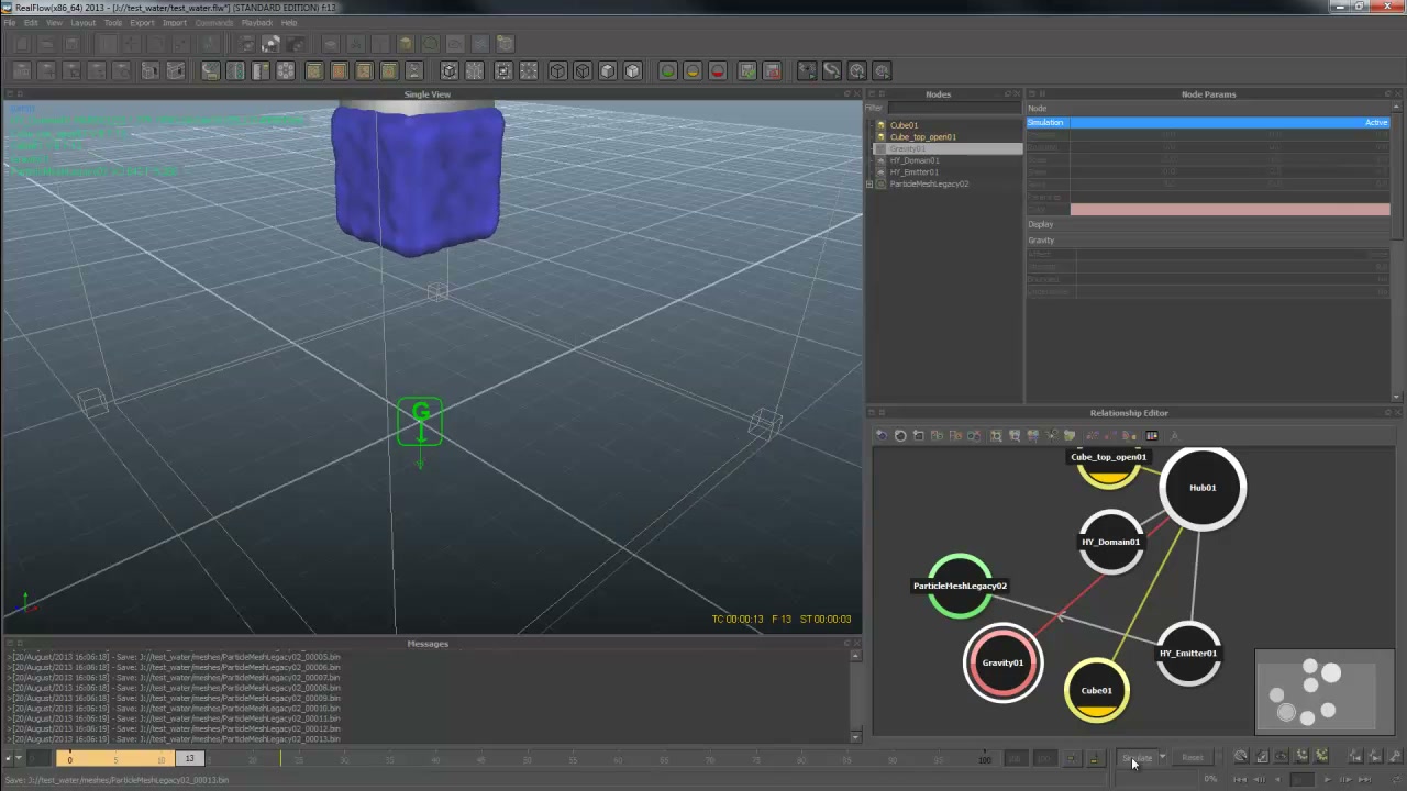 สอน RealFLow เรื่อง Domain , Emitter , Foam และ Splash - ตัวอย่างหน้าจอระหว่างเตรียมงานหรือเลือกส่วนที่ต้องปรับแต่งในวิดีโอ
