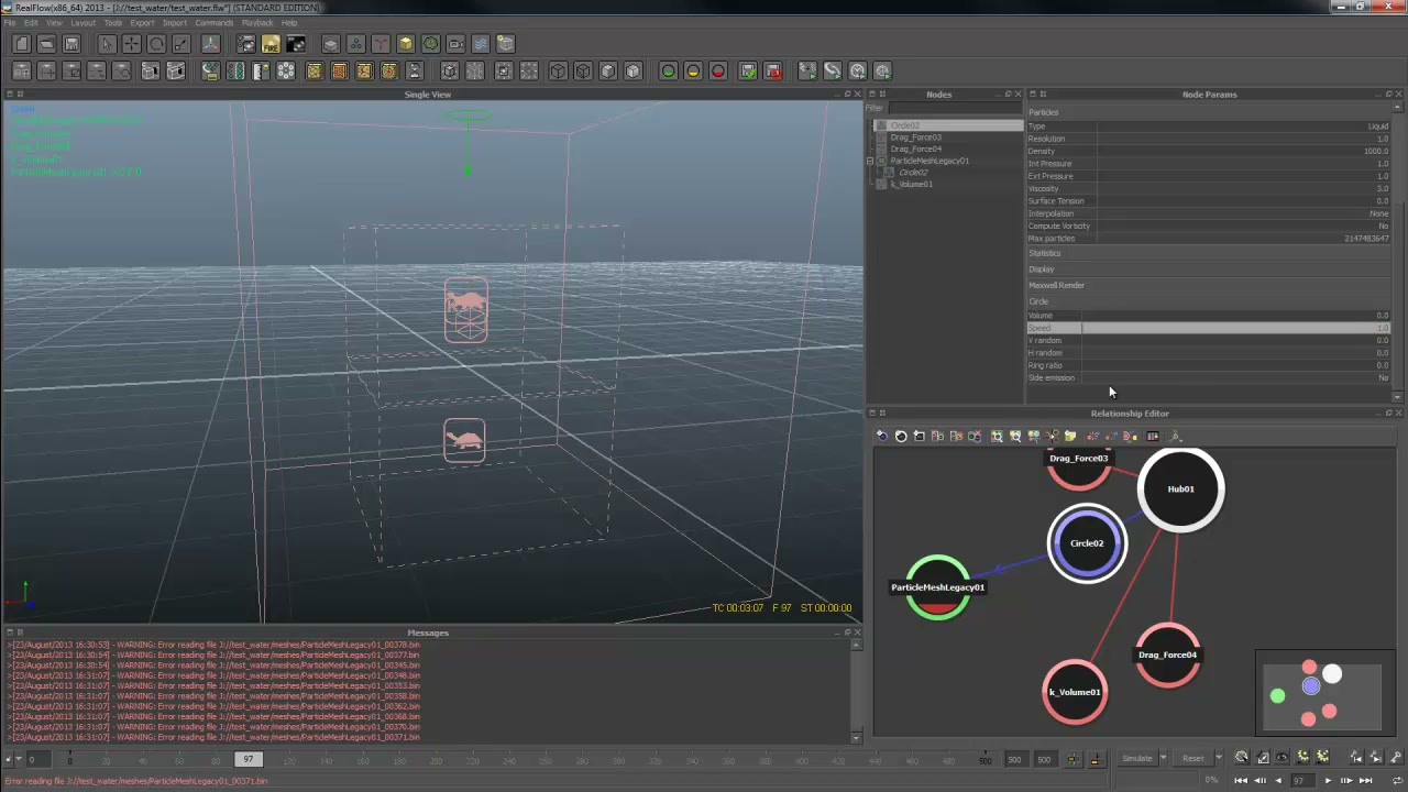 สอน Realflow Drag Force พื้นฐาน - ภาพช่วงตรวจผลลัพธ์หรือเตรียมนำงานไปใช้งานต่อหลังทำตามขั้นตอนเสร็จ