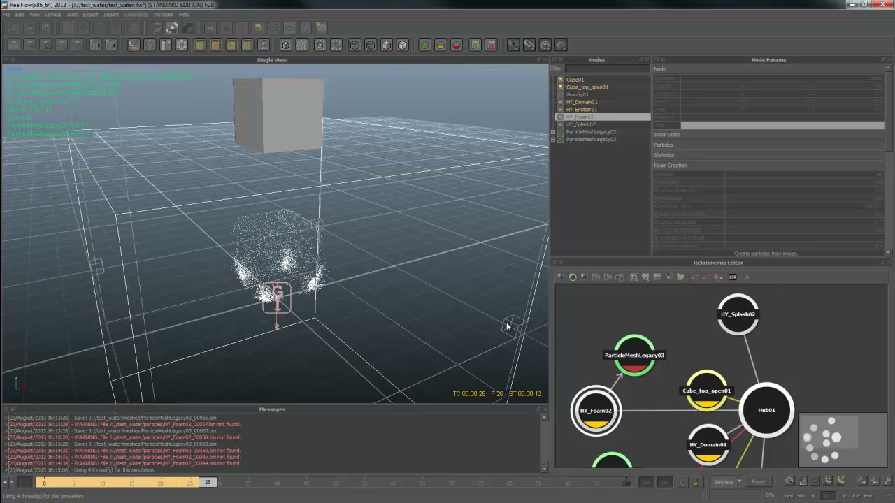 สอน RealFLow เรื่อง Domain , Emitter , Foam และ Splash - ภาพประกอบช่วงลงมือทำขั้นตอนหลักของบทเรียน เพื่อให้เห็นเครื่องมือและตำแหน่งที่ใช้งาน