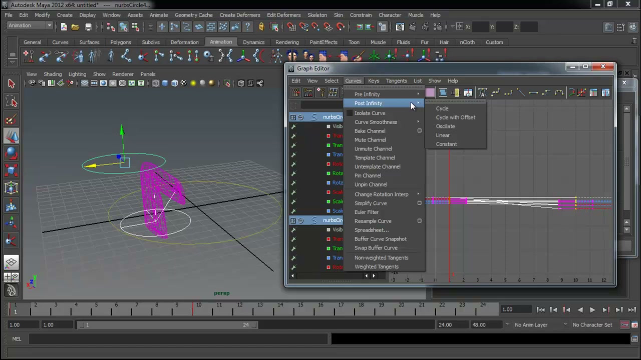 สอนมายา Duplicate IK animation - ภาพประกอบช่วงลงมือทำขั้นตอนหลักของบทเรียน เพื่อให้เห็นเครื่องมือและตำแหน่งที่ใช้งาน