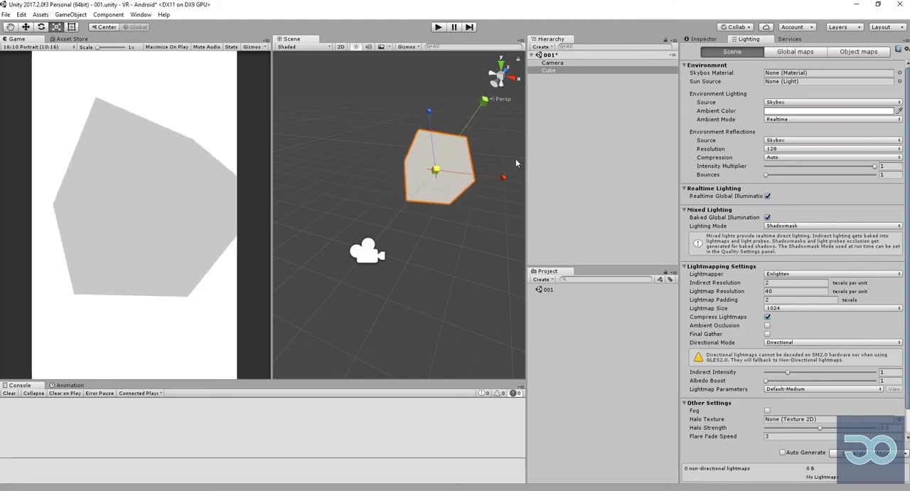 สอนทำ VR ด้วยโปรแกรม Unity3D สำหรับผู้เริ่มต้น - ตัวอย่างหน้าจอระหว่างเตรียมงานหรือเลือกส่วนที่ต้องปรับแต่งในวิดีโอ
