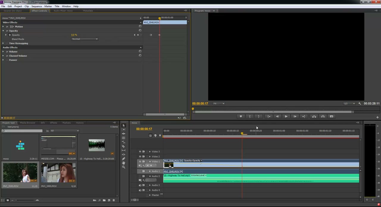 สอน Premiere Pro เบื้องต้น จนตัดต่อเสร็จ - ตัวอย่างหน้าจอระหว่างเตรียมงานหรือเลือกส่วนที่ต้องปรับแต่งในวิดีโอ
