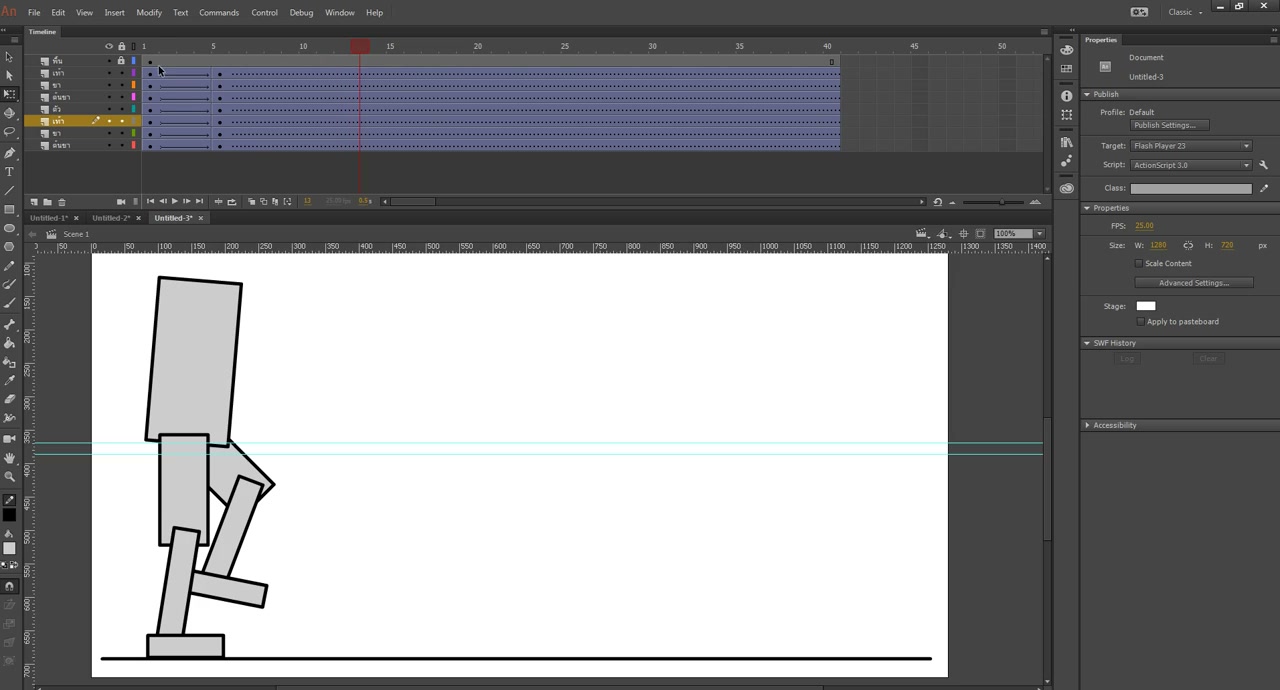 สอน ANIMATE CC คนเดิน จากง่ายไปยาก - ตัวอย่างหน้าจอระหว่างเตรียมงานหรือเลือกส่วนที่ต้องปรับแต่งในวิดีโอ