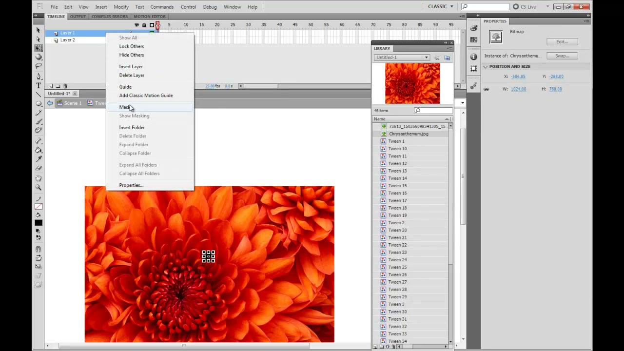 MESISE STUDIO - FLASH BASIC INTRO 2 - ภาพช่วงตรวจผลลัพธ์หรือเตรียมนำงานไปใช้งานต่อหลังทำตามขั้นตอนเสร็จ