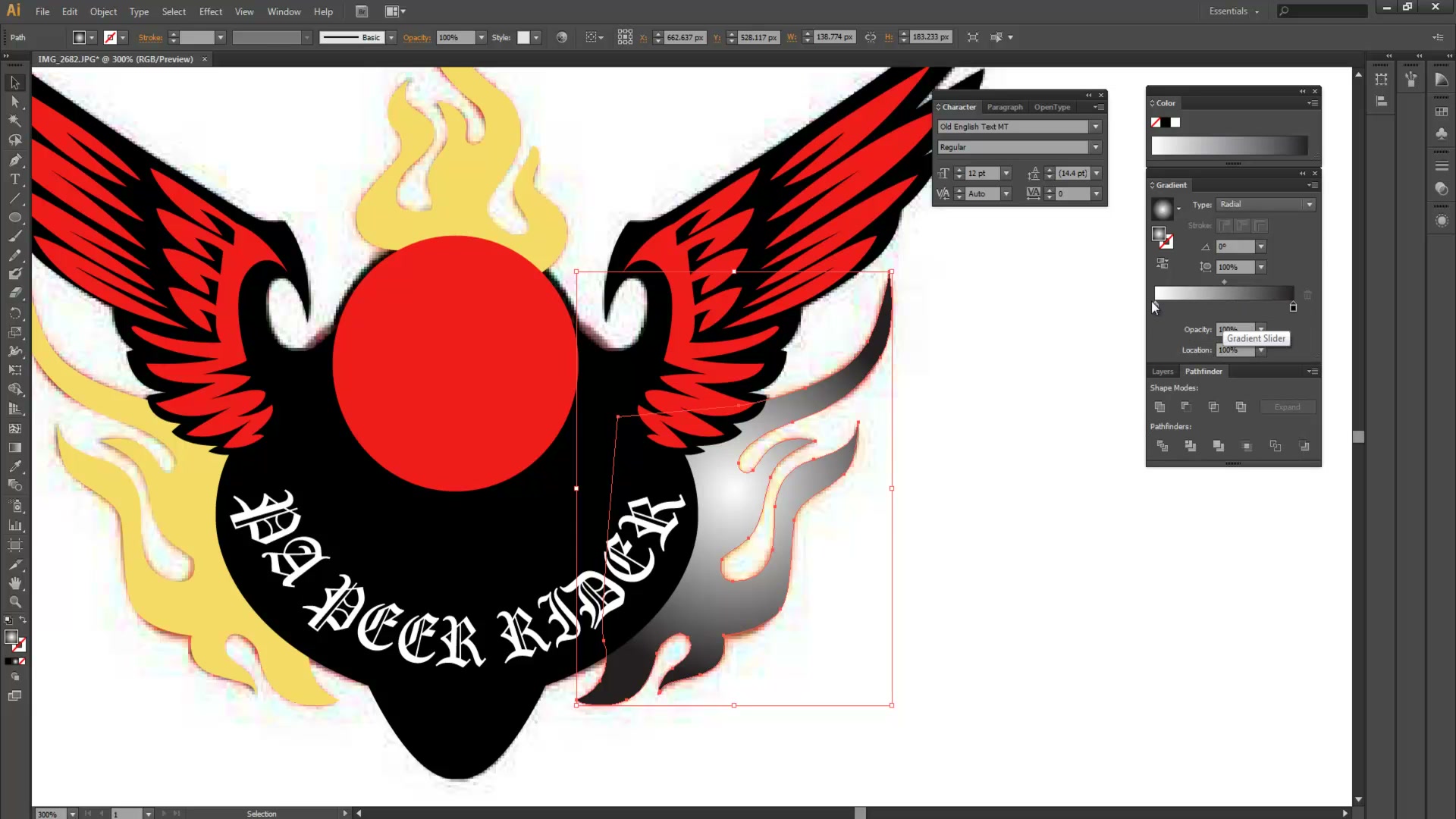 สอนใช้ ILLUSTRATOR - วาด LOGO - ภาพประกอบช่วงลงมือทำขั้นตอนหลักของบทเรียน เพื่อให้เห็นเครื่องมือและตำแหน่งที่ใช้งาน