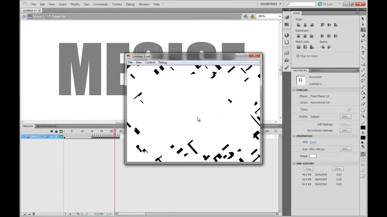 MESISE STUDIO - FLASH LOGO ANIMATION - ภาพประกอบช่วงลงมือทำขั้นตอนหลักของบทเรียน เพื่อให้เห็นเครื่องมือและตำแหน่งที่ใช้งาน