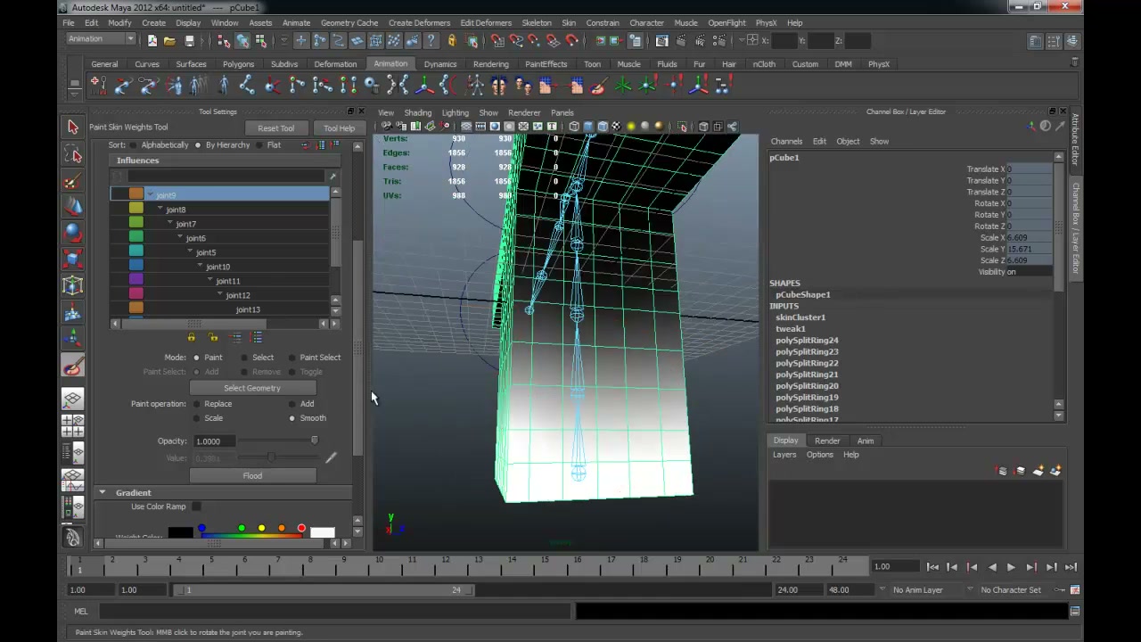MESISE STUDIO - PAINT WEIGHTS IN MAYA - ภาพช่วงตรวจผลลัพธ์หรือเตรียมนำงานไปใช้งานต่อหลังทำตามขั้นตอนเสร็จ