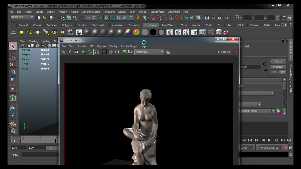 สอน MAYA จัดแสง - ตัวอย่างหน้าจอระหว่างเตรียมงานหรือเลือกส่วนที่ต้องปรับแต่งในวิดีโอ