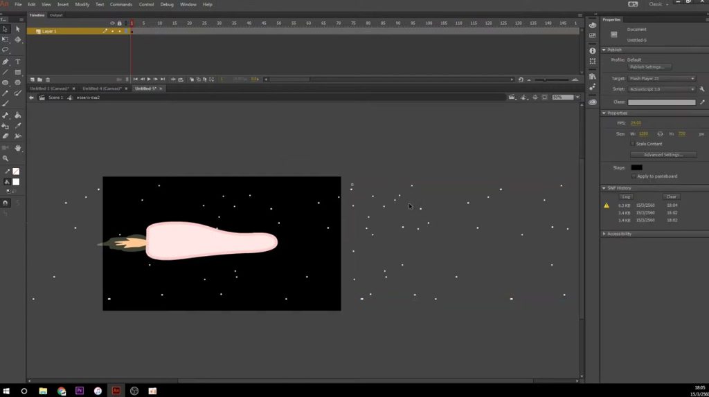 สอน ANIMATE CC - สร้างจรวดและฉาก
