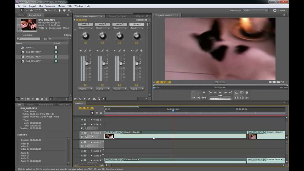 การเฟดวีดีโอใน Premiere Pro