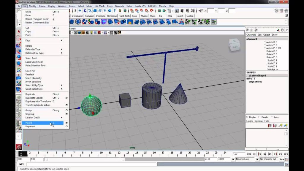 MESISE STUDIO MAYA BASIC / สอนมายา Parent และ Limit 1/4