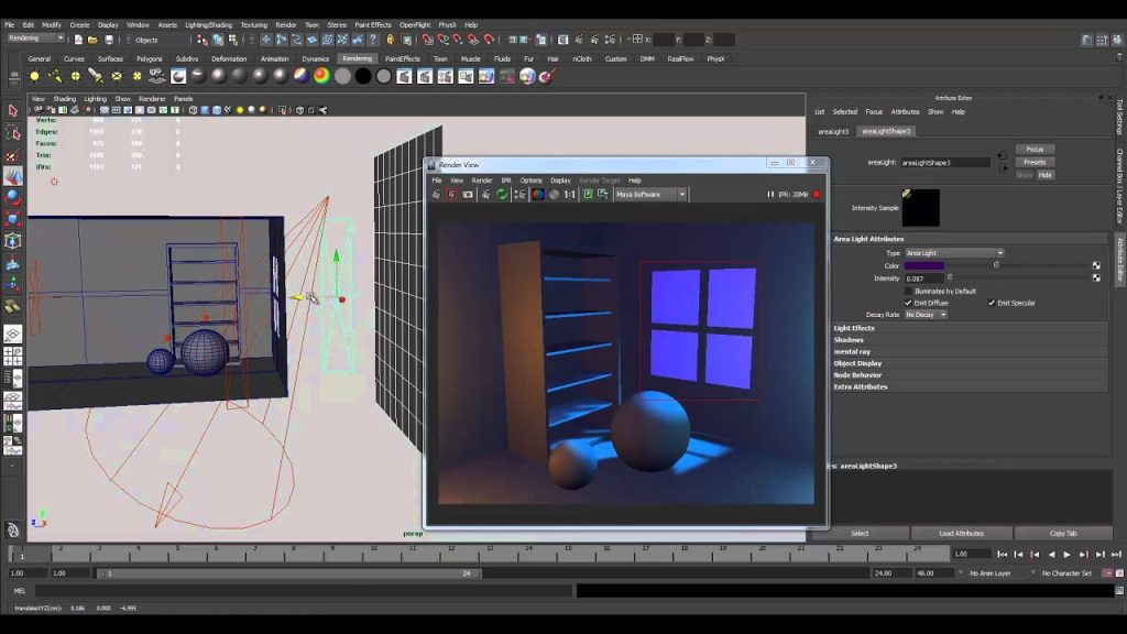 จัดแสงภายในห้อง (กลางคืน) แบบขำขำใน MAYA